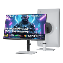 KTC 27 Zoll Mini LED Gaming Monitor, Dual Mode 4K 160Hz & FHD 320Hz, 1152 Zonen Local Dimming, HDR1400, Fast IPS, 1ms GTG, Adaptive Sync, 145% sRGB, 98% DCI P3, KVM, USB C 65 W, HDMI 2.1, DP 1.4, M27P6