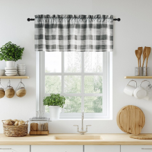 PONY DANCE zwart wit geblokte linnen valance – geometrisch geruite raamdecoratie met roedetunnel, kleine gingham valance voor slaapkamer en keuken, 1 paneel, 90 x 45 cm
