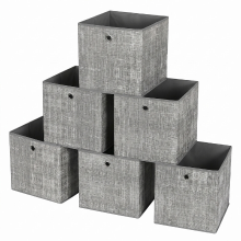 JOYFURNOS Opvouwbare Opbergdozen, Set van 6 Stoffen Dozen, 30 x 30 x 30 cm, Geschikt voor Kubus Opbergkast, Voor Planken, Kledingopslag, Grijs