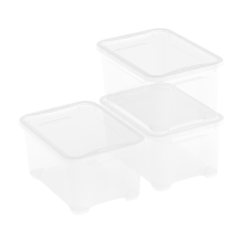 Curver KIS T Box opbergdoos met deksel   14 liter   Set van 3   39 x 27 x 19 cm   Transparant   Premium opbergoplossing, duurzaam kunststof, moderne huisorganisatie
