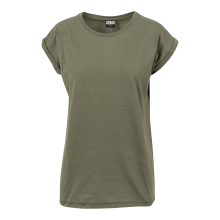 Urban Classics dames T shirt met verlengde schouders olijfgroen XS