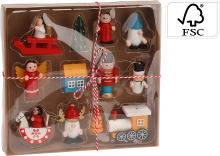 Koopmans Koopman Houten Hangdeco Kerstornamenten Set   12 stuks, Traditioneel, 205 x 195 mm