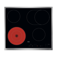 AEG TN64RA06XB Inbouw keramische kookplaat – 60 cm – 4 kookzones – Touch bediening – Uitbreidbare kookzones – Zwart met roestvrijstalen frame
