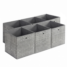 JOYFURNOS Opbergdozen, Set van 6, Organizerdozen van Vliesstof met Handvat, Opbergdozen, 33 x 33 x 33 cm, Organizerdoos, voor Kubusrek, Grijs