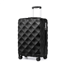 British Traveller 28 inch ABS+PC harde schaal grote koffer, Lichtgewicht bagage met diamantnoppendesign, Zwart