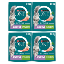Purina One Sensitive kattenvoer voor volwassen katten kalkoen en rijst formule 800 g * 4