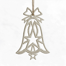 2 Stuks witte gecarveerde hangbelletjes, decoratie voor thuis en tuin, decoratie voor de kerstboom