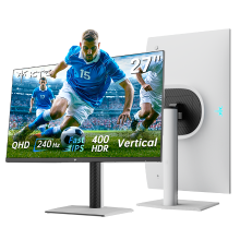 KTC H27E6S 27 inch gaming monitor, QHD 2560 x 1440, 240 Hz (overgeklokt tot 275 Hz), Fast IPS, 1 ms, HDR400, FreeSync en G Sync compatibel, Eye Care Mode, VESA 100 x 100, in hoogte verstelbare standaard, HDMI 2.0, DisplayPort 1.4