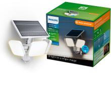 PHILIPS UltraEfficient Zyren Wandlamp   Solar Beveiligingslamp   Bewegingssensor   Helder wit licht: 5000K   24,5 W   Wit   Twee lichtstanden   Schemersensor   Zonne energie   Waterbestendig
