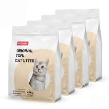 Ochama Tofu kattenbakvulling, 2,0 mm, stofvrij, doorspoelbaar, 2,6 kg x 4 zakken