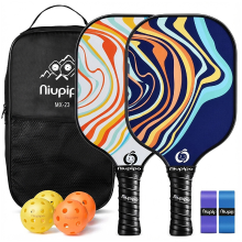 NIUPIPO Pickleball Paddles Set van 2 – Glasvezel Materiaal, Polypropyleen Honingraatkern, USAPA Gecertificeerd, Lichtgewicht Ontwerp, Comfortabele Grip, Ideaal voor Beginners en Gevorderde Spelers, MX 23