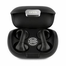 Verbex M8 zwart mini draadloze bluetooth oordopjes voor beide oren met digitaal display, clip on oormodel, voor sport en muziek