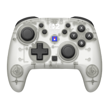 HORI Horipad Turbo Frost draadloze controller voor Nintendo Switch & Switch 2   Functie toewijzen   C knop   10 h batterijduur   Officieel gelicentieerd   Wit & transparant