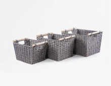 KEVAHOME handgeweven papieren opbergmand met houten handgrepen groot: 15,5 x 12,5 x 10 inch middelgroot: 14 x 11 x 9 inch klein: 12,5 x 9,5 x 8 inch