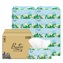 Breeze Blossom Tissues in Doos – 36 Dozen (3 × 12), 200 Tissues per Doos – Totaal 7200 Tissues (2 Laags), Extra Zacht & Huidvriendelijk, Groot Formaat met Bloemmotief – Voordeelpakket voor Gezin, Kantoor & Thuis