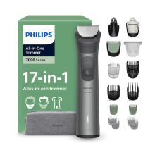 Philips Multigroom 7000 serie alles in één 17 delige trimmer   scheerapparaat en tondeuse voor gezicht, hoofd en lichaam, zelfslijpende volledig metalen mesjes, 22 lengte instellingen (0,5 16 mm), model MG7941/15