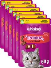 Whiskas Temptations Kattensnacks Rundvleessmaak 6x60 g