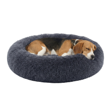 JOYFURNOS Ochama comfortabel donutvormig huisdierenbed voor katten en honden, afneembare en wasbare binnenkussens, wasbaar, pluche materiaal, diameter 80 cm, hoogte 20 cm, donkergrijs