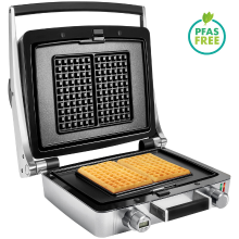 Fritel WaffleTastic® CW 3647   Wafelijzer 6 x 10 wafels   41 x 26 cm   1600 W – Verwisselbare platen – PFAS vrij + 60' timer   Zilvergrijs