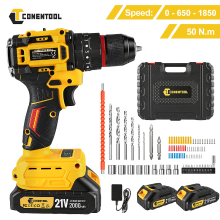 CONENTOOL Elektrische Schroevendraaier Borstelloos Hoge koppel Drie functies Multifunctionele accessoires Twee batterijen 90 stuks accessoires CTCD W21V 005