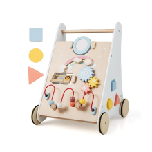 Costway Houten babyloopwagen met activiteiten voor boven 1 jaar   Wit