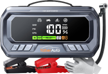 YaberAuto YA90 startaccu met compressor 160 psi 6500 A externe accu 6500 A PD invoer/ uitvoer voor auto met 3,3 inch LCD scherm, noodverlichting 600 lumen, starthulpfunctie