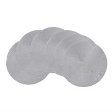 Polypropyleen eenkleurige placemat, lichtgrijs, set van 6 ronde gevlochten placemats, wasbare antislip tafelmatten voor eettafels, 15 inch, voor woondecoratie