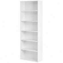JOYFURNOS Open 6 laags boekenkast in Wolkenwit – 24 x 60 x 178,5 cm, hoog rek voor woonkamer, thuiskantoor of eetkamer – veelzijdige opbergruimte voor boeken & decoratie