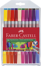 Faber Castell Faber Castell duo viltstiften set   20 diverse kleuren, kartonnen doos