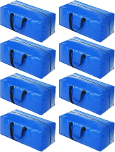 WhereHike extra dikke verhuis  en opbergtassen 8 stuks, groot, met deksel, rits en handgrepen, kledingopberg  en inpaktassen, geschikt voor verhuizen, kamperen en beddengoedopslag, 73 x 34 x 37 cm