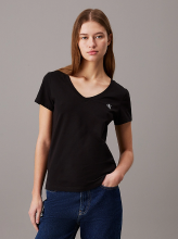 Calvin Klein CK borduurwerk stretch v hals t shirt   zwart   dames   XXXL