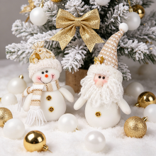 Yuejia 2 stuks 10,6 inch/27 cm kerstdecoraties, huisdecoraties, tafeldecoraties, sneeuwpop, Kerstman, kerstvakantiepoppen, schattige creatieve cadeaus, Kerstman