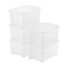 Curver KIS T Box opbergbox met deksel   14 l   set van 5   39 x 27 x 19 cm   transparant   premium opbergoplossing, duurzaam kunststof, moderne organisatie in huis