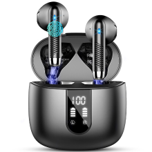 Drsaec Draadloze Bluetooth koptelefoon, Bluetooth 5.4 HiFi stereo koptelefoon, 56 uur draadloze Bluetooth headset met ENC ruisonderdrukking, LED display, USB C, Touchbediening, IP7 waterdichte oordopjes