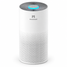 Homintell Luchtreiniger   CADR 150 m³/u, 3 snelheden, HEPA  en actieve koolfilters, 8 uurs timer, touchbediening, 7 kleuren atmosfeerverlichting, ideaal voor 18 m² kamers.