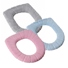 JORDAN&JUDY 3 delig gebreide pluche toiletbrilhoes, afneembaar en wasbaar, voor thuis, grijs + blauw + roze