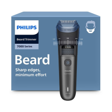 Philips baardtrimmer series 7000   Zelfslijpende metalen messen, 40 vergrendelbare lengtestanden, BeardSense technologie, Haaropvangsysteem, 100% waterdicht, Oplaadstation, Reisetui, Model BT7665/1