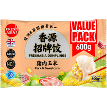 FRESHASIA dumplings met varkensvlees en suikermaïs 600 g voordeelverpakking