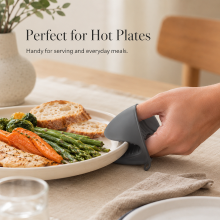 PURE COOK Mini Siliconen Visbek Ovenhandschoenen Pincetgreep Pannenlap Hittebestendige Siliconen Kookhandschoenen Airfryer Bakken BBQ Thuiskoken Keukengerei Huishouden 4,33 Inch x 3,11 Inch Grijs 3 Paar