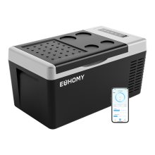 Euhomy 18 L compressorkoelbox, autokoelkast  20 °C tot 20 °C, draagbare koelkast 12/24 V gelijkstroom 100 240 V wisselstroom, draagbare vriezer met wifi appbediening voor kamperen, reizen en varen [energieklasse D]