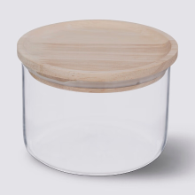 5Five Glazen Kruidenpot met Houten Luchtdicht Deksel 0,33 L