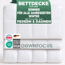 DOWNFOCUS Klassiek design 2 in 1 zomer  & allseizoenen dekbed met veren en down, 135 x 200 cm, 1 zomerdekbed 200 g/m² + 1 allseizoenen dekbed 450 g/m², OEKO TEX gecertificeerd, hypoallergeen, RDS gecertificeerd voor dierenwelzijn
