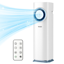 ELECCI Draagbare compressor koelventilator, 3 in 1 koelen, verwarmen en ventilatoren met negatieve ionenreiniger, 3 snelheden en afstandsbediening, mobiele luchtkoeler met raaminstallatiekit voor thuiskantoor [Energieklasse A]