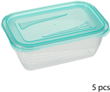5Five PE Voedselopslagdozen Set   5 stuks, Transparant, 0,5 L