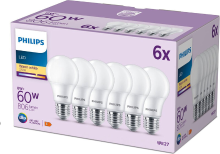 Philips LED Lamp Mat   60 W   E27   Warmwit licht   6 stuks