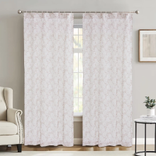 MEROPE, Transparant Gordijn van Polyester met Bloemenprint, 136x250cm, roze, 2 pack