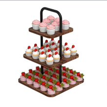 SRD vierkante cakestandaard (imitatie antiek houten plaat)