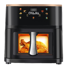 OYAJIA 9 L airfryer met zichtvenster, type nr. 21, Familiegroot, 6 in 1 kookprogramma’s, smart touchscreen, timerfunctie, vaatwasbestendig, gezond, olievrij en vetarm koken, zwart