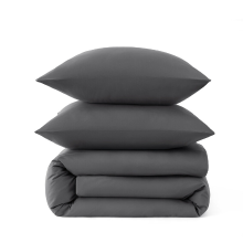 Beddengoed, 155 x 220 cm, grijs dekbedovertrek   beddengoedset 155 x 220 cm met 80 x 80 cm kussensloop, eenpersoons dekbedovertrek, antraciet, ritssluiting, 90% polyester