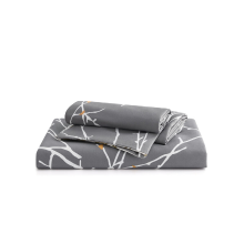 Beddengoed 155 x 220 microvezel 3 delig   dekbedovertrek 155 x 220 winter beddengoedsets met ritssluiting, 2 kussenslopen 80 x 80 cm, 90% Microvezel, takkenpatroon, grijs, voor eenpersoonsbed
